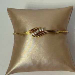 VINTAGE KOREA BRACELET GOLD PLATE RHINESTONE 6.75”